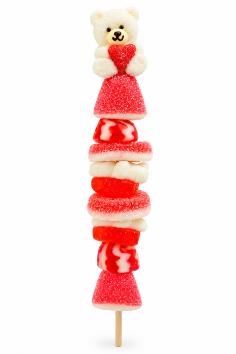 Brochette de bonbons Valentine Allison’s – Gummy Kabob Teddy Bear blanc