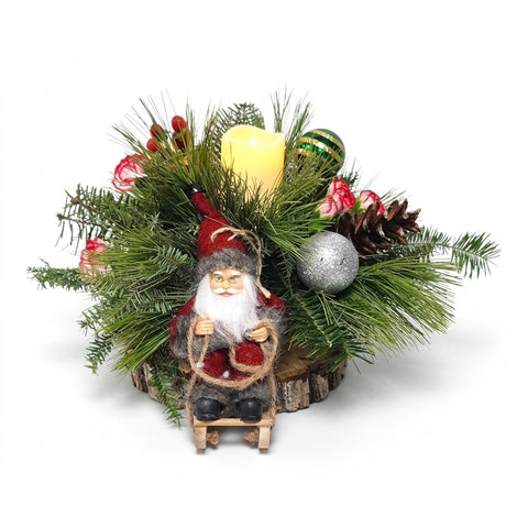 Centre de table rustique de Noël avec figurine