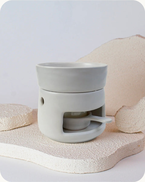 Diffuseur à lampion en céramique blanc pour cubes de cire parfumée avec bougie chauffe-plat