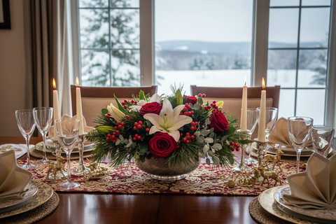 🌟 Comment choisir le centre de table parfait pour votre réveillon de Noël