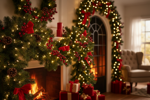 Guirlandes de sapin festives