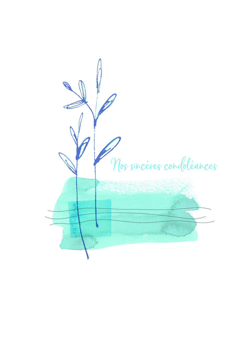 Carte de condoléances « Nos sincères condoléances », format 5 x 7, avec enveloppe coordonnée