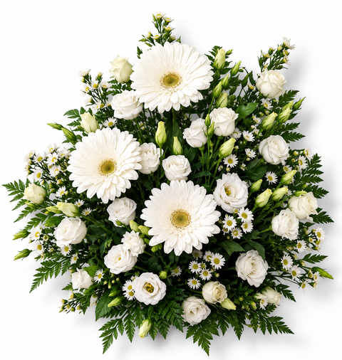 Hommage en blanc – Arrangement floral classique et paisible