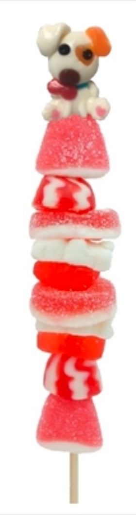 Brochette de bonbons gélifiés Valentine Allison’s en format large, assortiment coloré de gummies sur bâton.