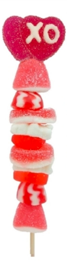 Brochette de bonbons gélifiés Valentine Allison’s en format large, assortiment coloré de gummies sur bâton.