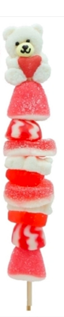 Brochette de bonbons gélifiés Valentine Allison’s en format large, assortiment coloré de gummies sur bâton.