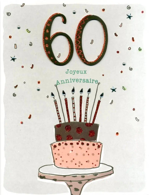 Carte d’anniversaire 60 ans – Gâteau festif (Jumbo Large)