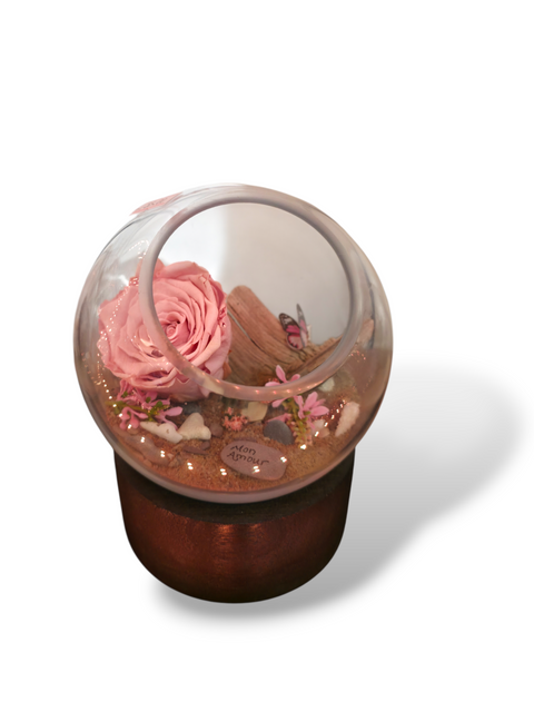 Mon Amour – Rose éternelle rose sous cloche