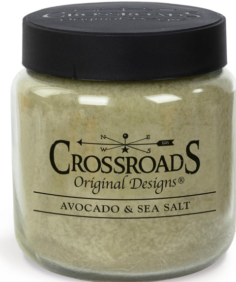 Bougie Avocat & Sel de Mer 16 oz – bougie parfumée aux notes crémeuses d’avocat, sel de mer rose, agrumes et agave, ambiance apaisante