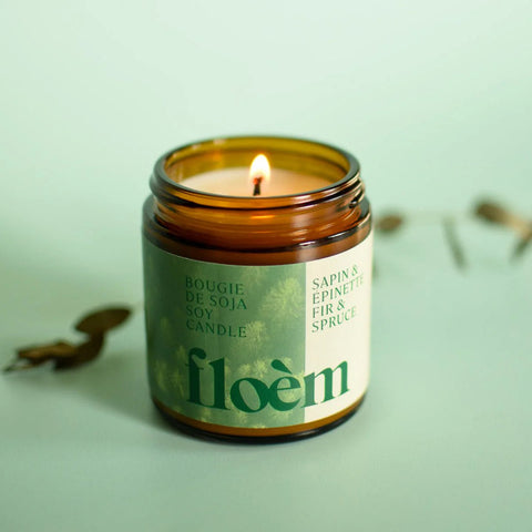 Bougie artisanale Sapin & Épinette en cire de soja – parfum forêt boréale, faite à Montréal